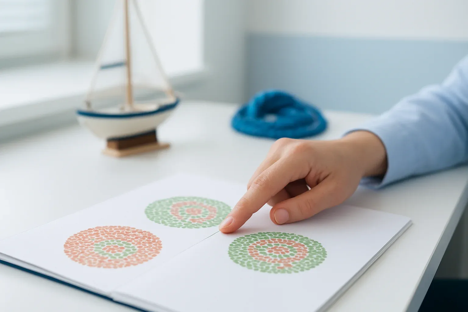 Prueba de visión de los colores rojo y verde en el certificado médico náutico