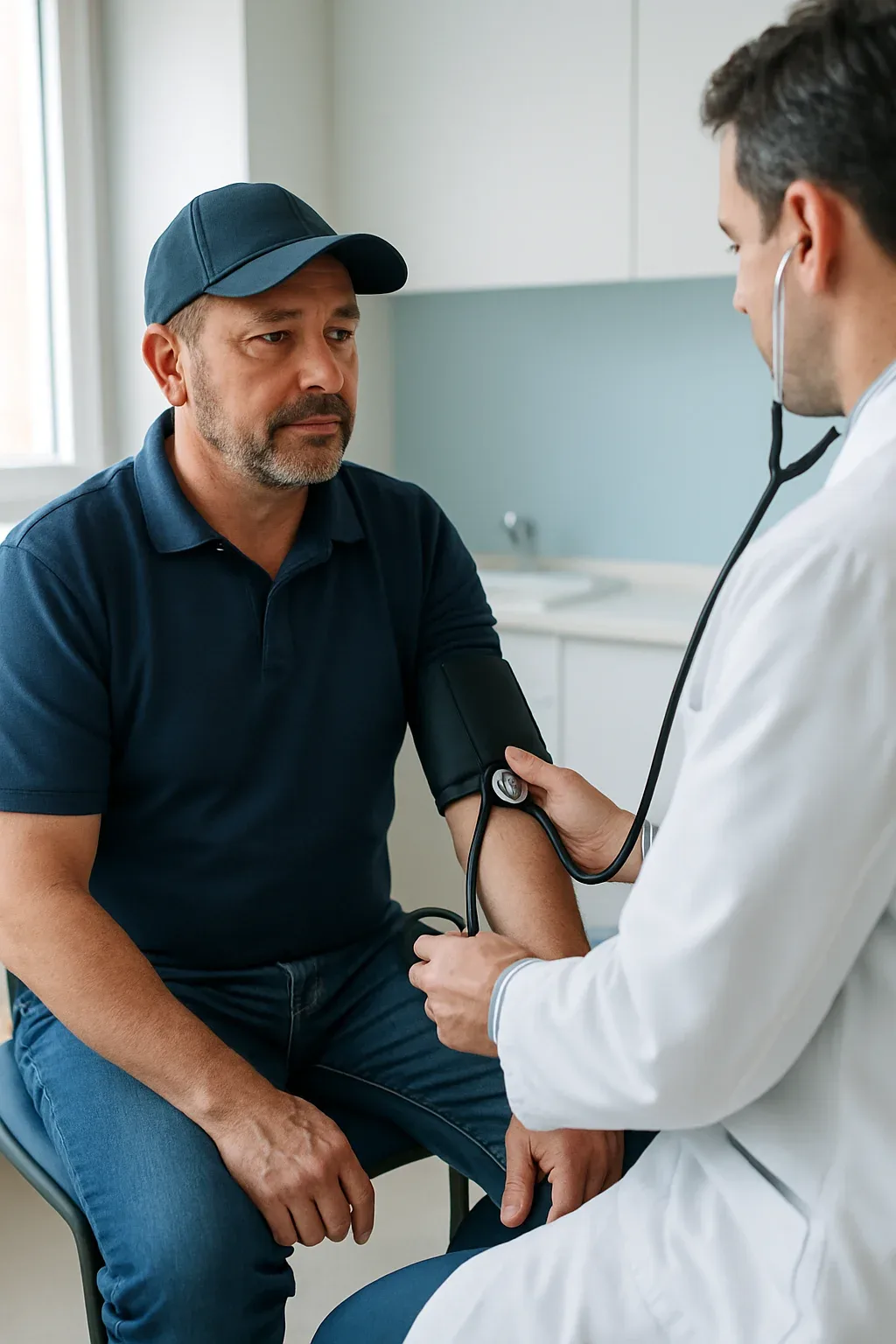Conductor profesional de camión antes de su reconocimiento médico del grupo 2 (imagen ilustrativa)