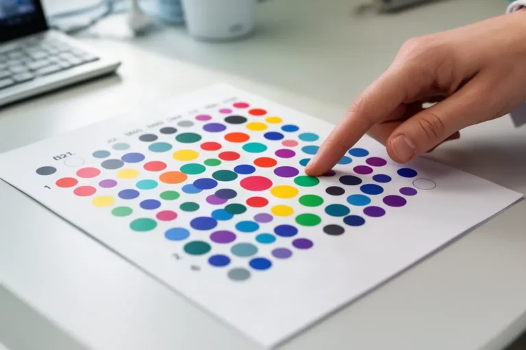 Lámina de puntos de colores para detectar el daltonismo en el reconocimiento
