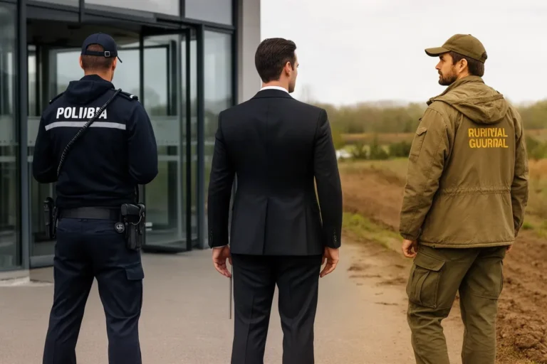 Vigilante, escolta y guarda rural de espaldas, tres profesiones de seguridad privada